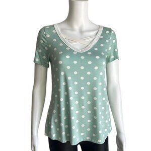 Mint Polka Dot Short Sleeve Top - S
